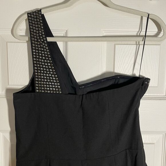 GUESS Jet Black Studded One Shoulder Pant Romper Jumpsuit Women’s Size 12 - Picture 10 of 16